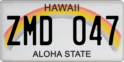 HI license plate ZMD047