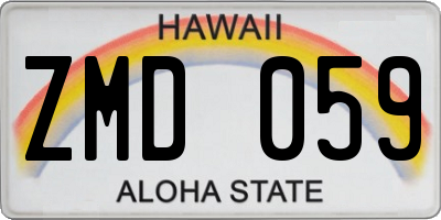 HI license plate ZMD059