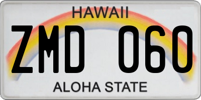 HI license plate ZMD060