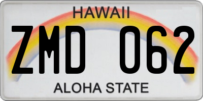 HI license plate ZMD062