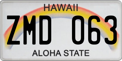 HI license plate ZMD063