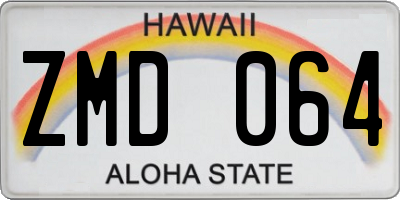 HI license plate ZMD064