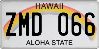 HI license plate ZMD066