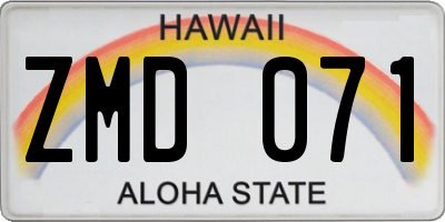 HI license plate ZMD071