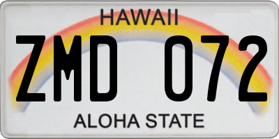 HI license plate ZMD072