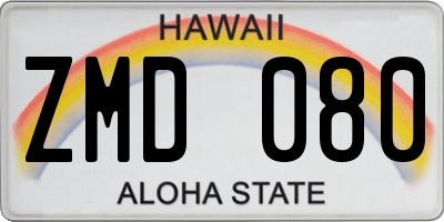 HI license plate ZMD080