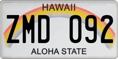 HI license plate ZMD092