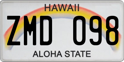 HI license plate ZMD098