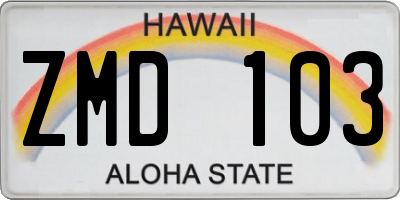 HI license plate ZMD103