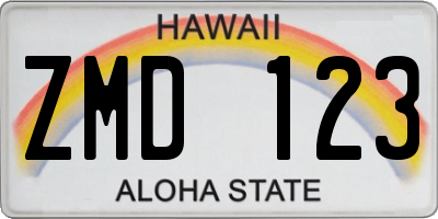 HI license plate ZMD123