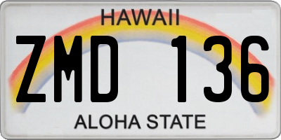 HI license plate ZMD136