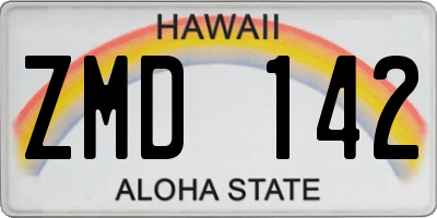 HI license plate ZMD142