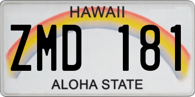 HI license plate ZMD181