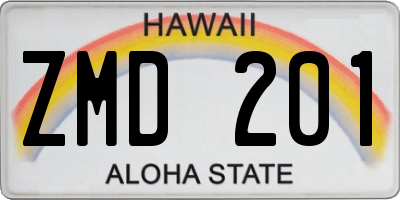HI license plate ZMD201