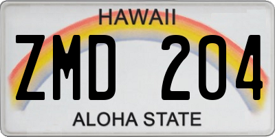 HI license plate ZMD204