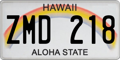HI license plate ZMD218
