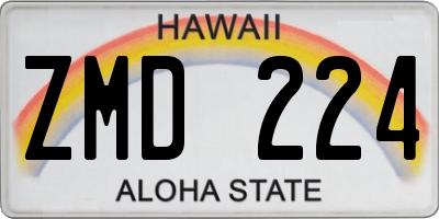 HI license plate ZMD224