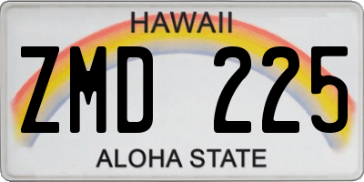 HI license plate ZMD225