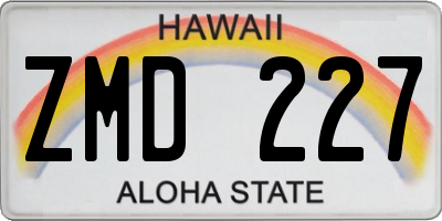HI license plate ZMD227