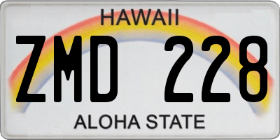 HI license plate ZMD228