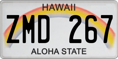 HI license plate ZMD267