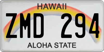 HI license plate ZMD294