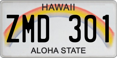 HI license plate ZMD301