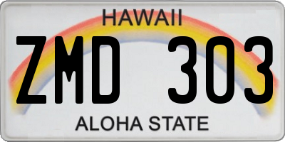 HI license plate ZMD303
