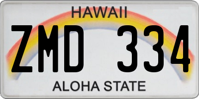 HI license plate ZMD334