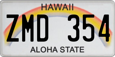 HI license plate ZMD354