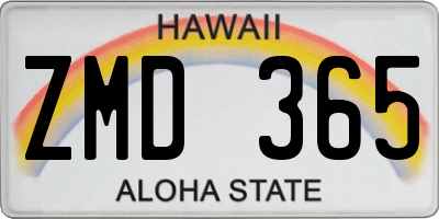 HI license plate ZMD365