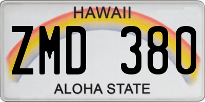 HI license plate ZMD380