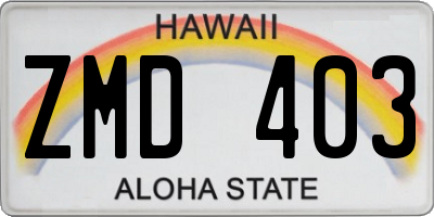 HI license plate ZMD403