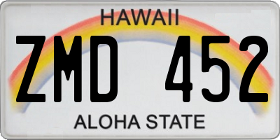 HI license plate ZMD452