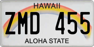HI license plate ZMD455
