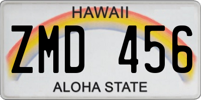 HI license plate ZMD456