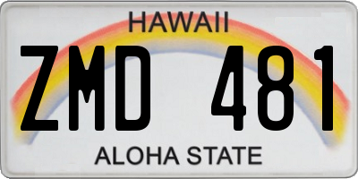 HI license plate ZMD481