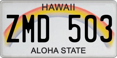 HI license plate ZMD503