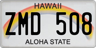 HI license plate ZMD508