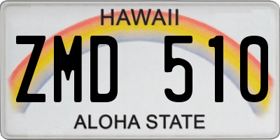 HI license plate ZMD510
