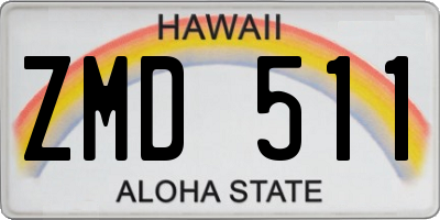 HI license plate ZMD511