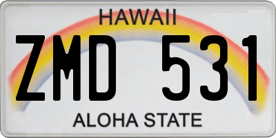 HI license plate ZMD531