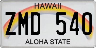 HI license plate ZMD540