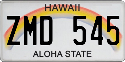 HI license plate ZMD545