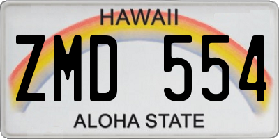 HI license plate ZMD554