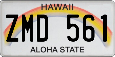 HI license plate ZMD561