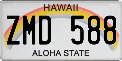 HI license plate ZMD588