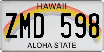 HI license plate ZMD598