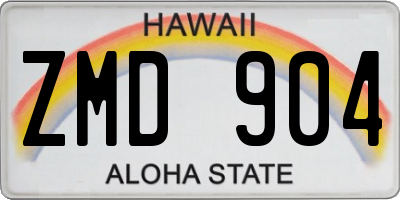 HI license plate ZMD904