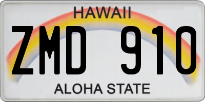 HI license plate ZMD910